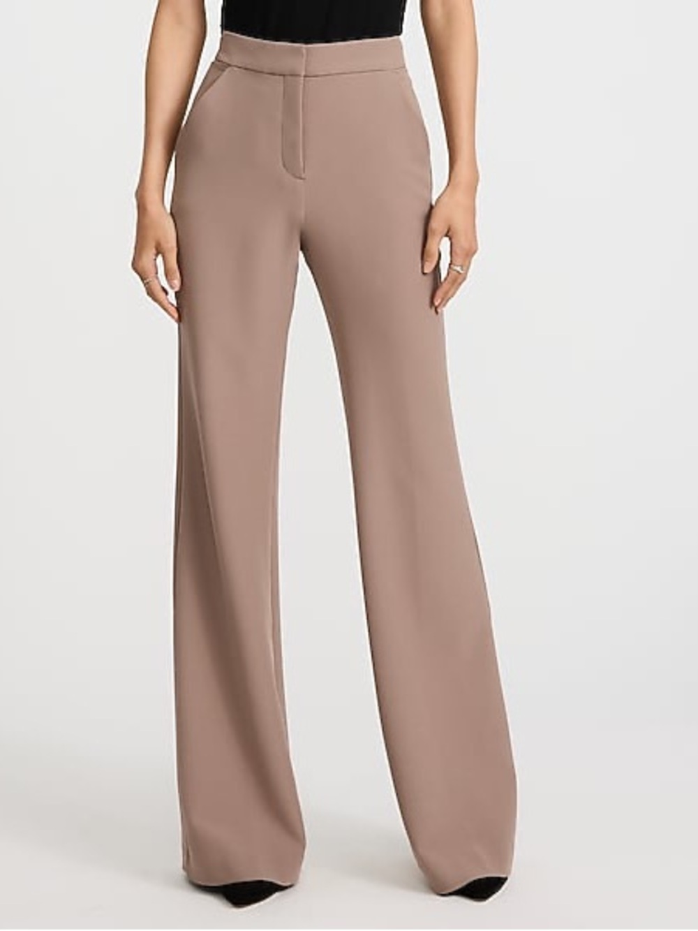 Express Editor High Rise Flare Trouser Pants Mushroom Taupe Size 12R NWT